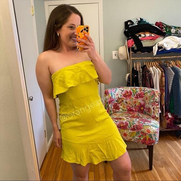 A.L.C. Neon Yellow Strapless Mini Dress 6 - Picture 7 of 8